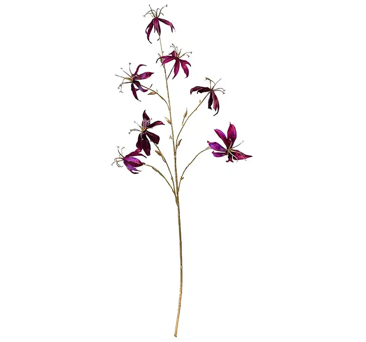 Klatrelilje kunstig blomst af plast i lilla og guldfarvet