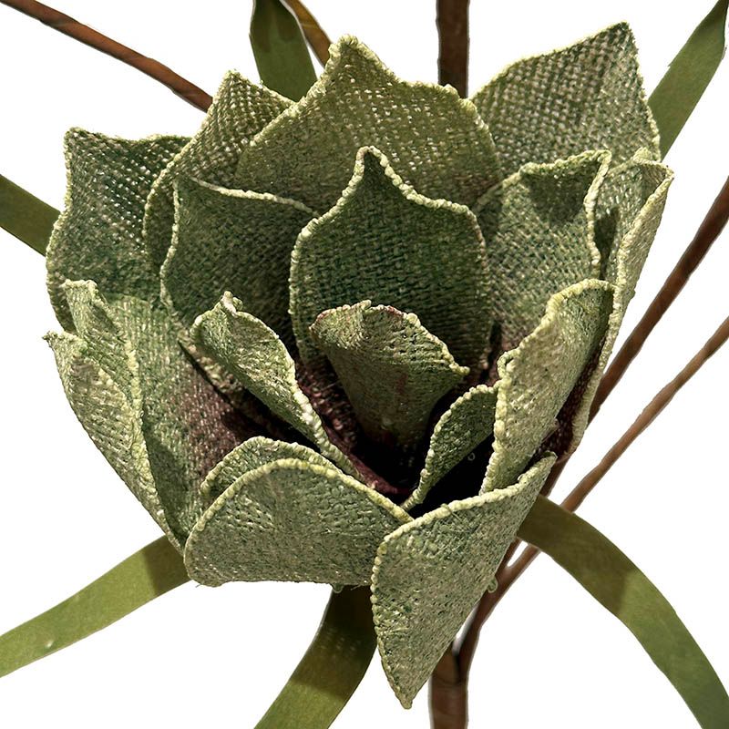 kunstig magnolie blomstergren af jute i grøn closeup