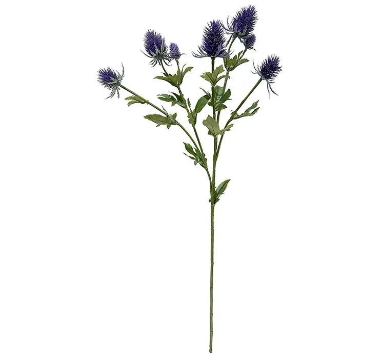 Mandstro kunstig blomst tidsel af plast i blå