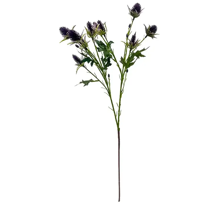 Kunstig mandstro tidsel med lilla blomster af plast