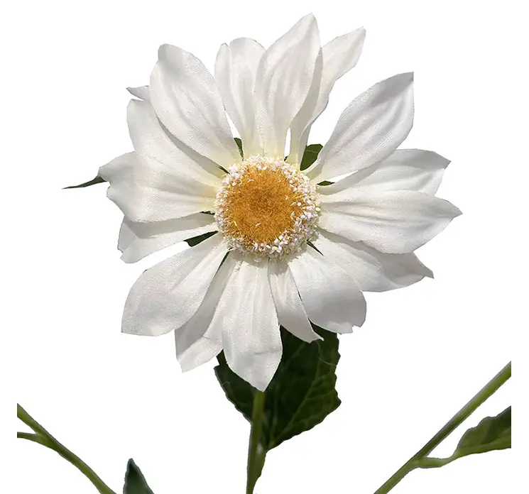 Marguerit kunstig blomst af plast i hvid closeup