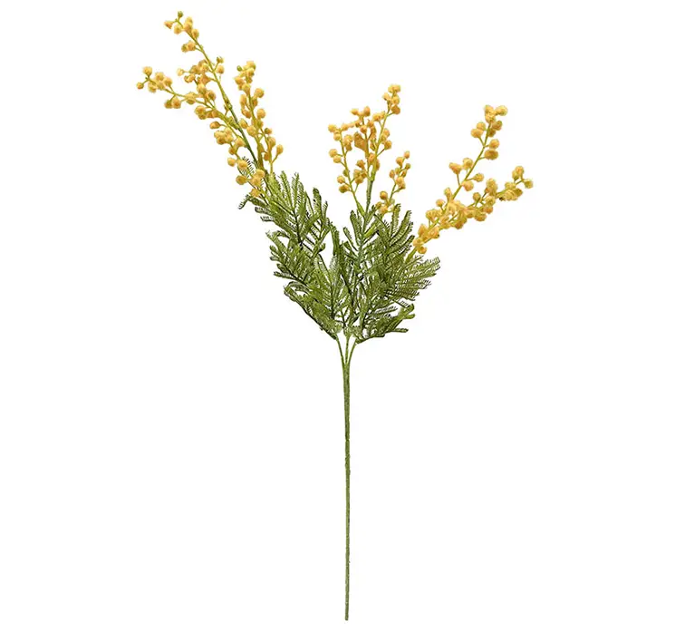 Mimosa kunstig blomst af plast i gul