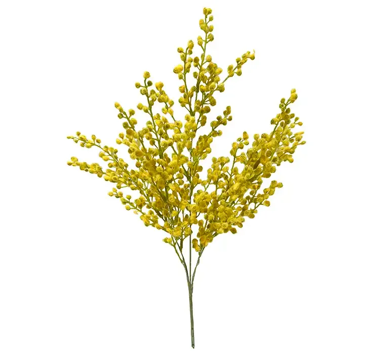 Kunstig mimosa blomst i gul af plast