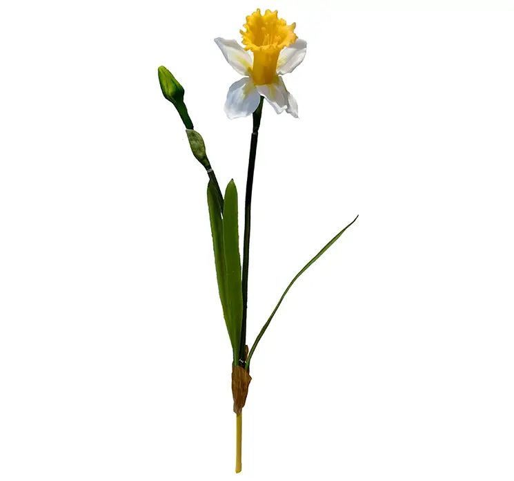 Påskelilje kunstig blomst af plast i hvid og gul