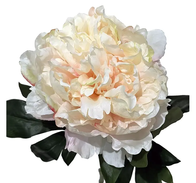 Pæon kunstig blomst af plast i fersken farvet closeup