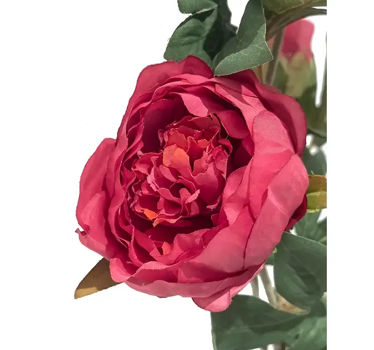 Kunstig pæon blomst i fuchsia af plast closeup