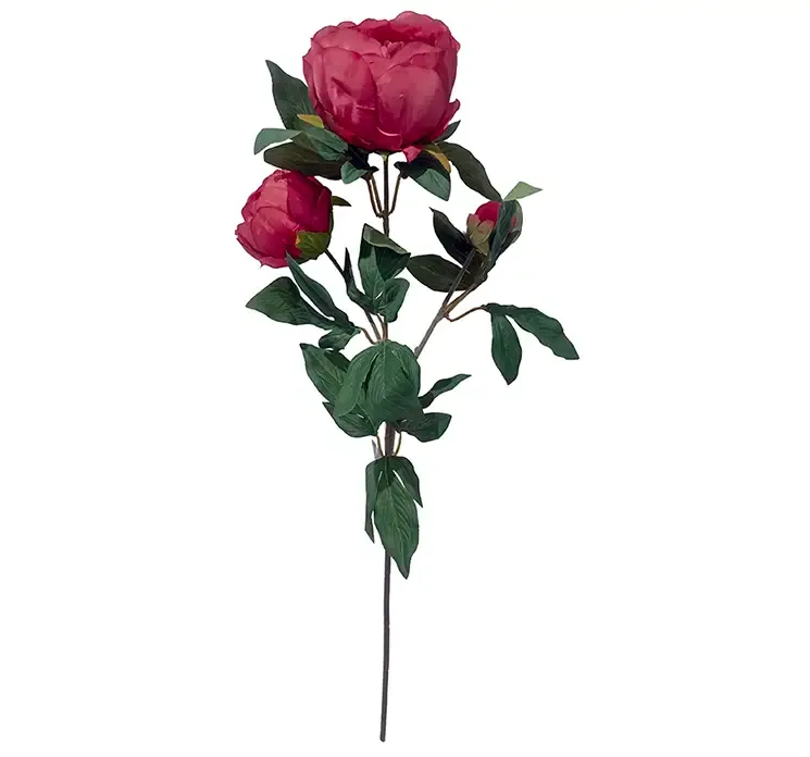 Kunstig pæon blomst i fuchsia af plast