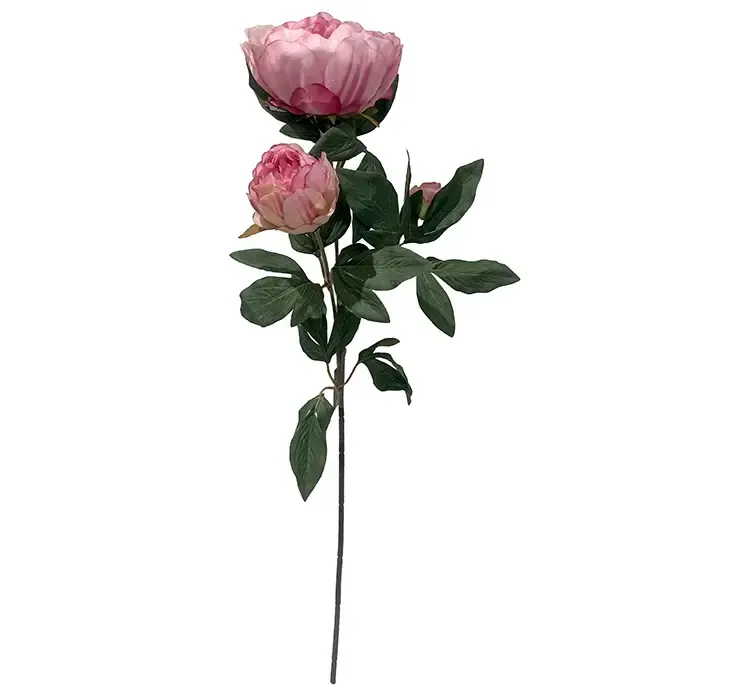 Kunstig pæon i pink på stilk af plast