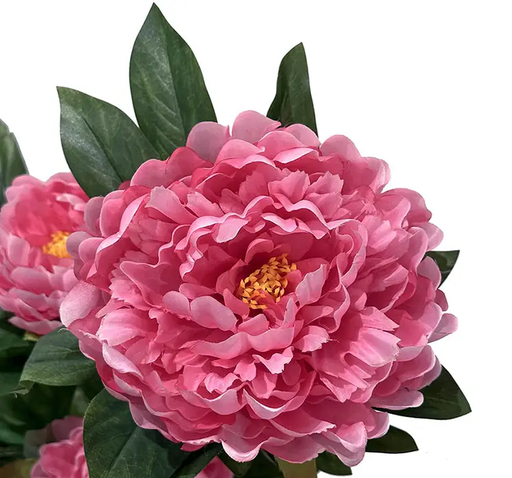 Pæon kunstig blomst i sort potte med blomster i pink 57cm closeup af blomst
