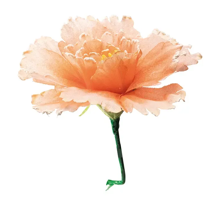 Kunstig blomst i fersken farvet af papir på stilk