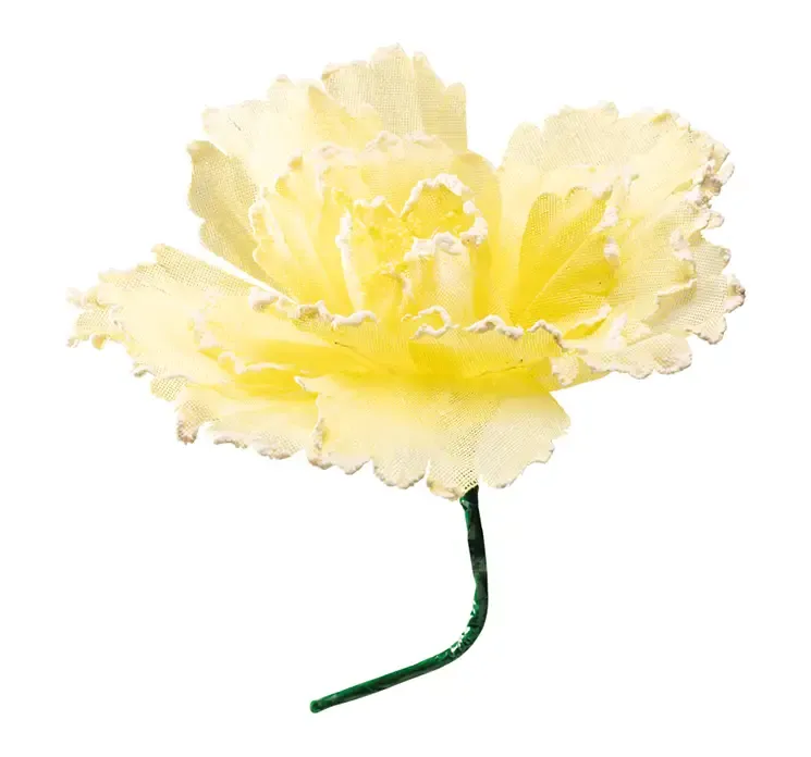 Kunstig blomst i gul af papir på stilk