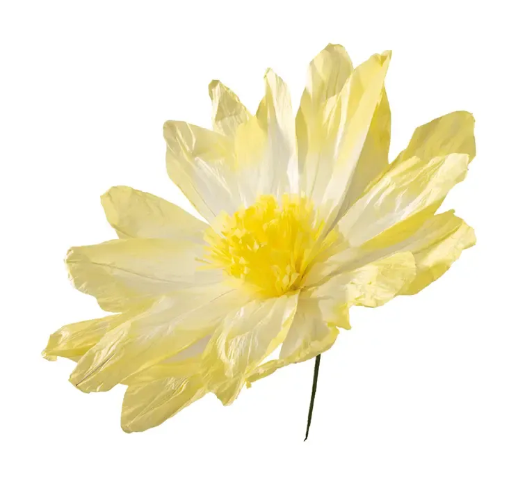 Kunstig blomst af papir i gul