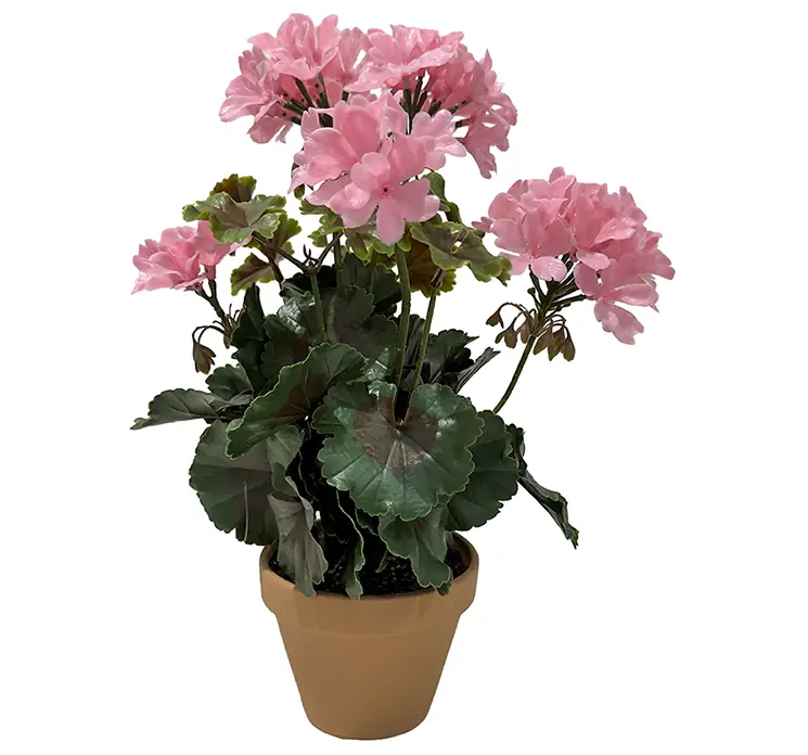 Pelargonie geranium kunstig blomst i lyserød uv-beskyttet plast