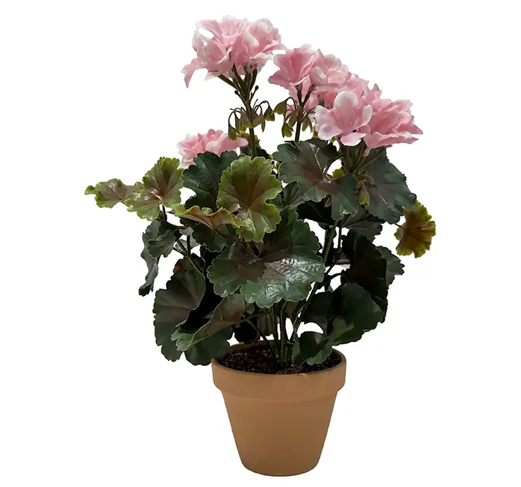 Pelargonie geranium kunstig blomst med lyserøde og hvide blomster uv-beskyttet plast