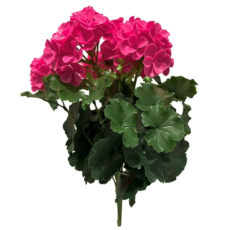 kunstig pinkfarvet pelargonie geranium i plast med uv beskyttelse
