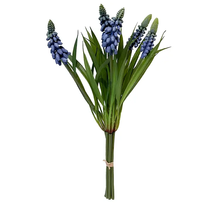 Perlehyacint buket af kunstige blomster i blå af plast
