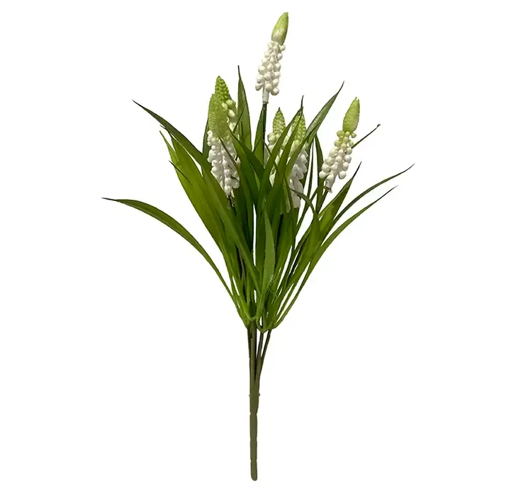 Kunstig perlehyacint med hvide blomster af plast
