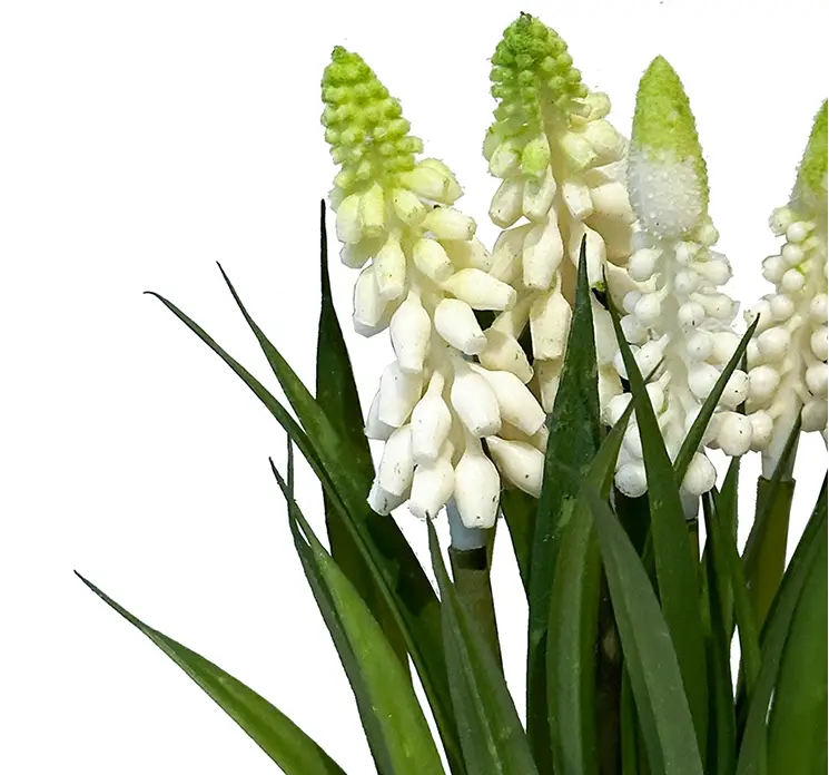 Perlehyacint kunstig blomster bundt af plast med hvide blomster closeup