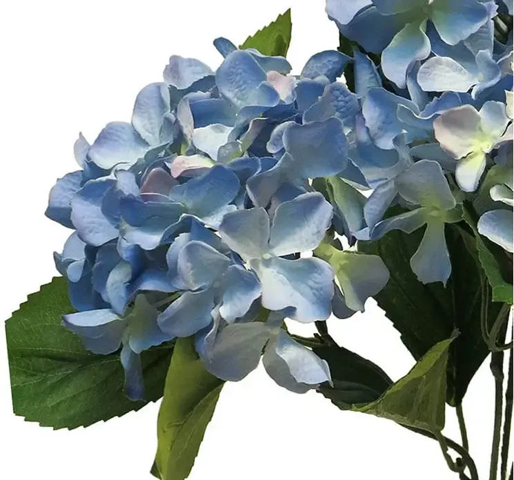 Kunstig hortensia blomst på stilk af plast i blå
