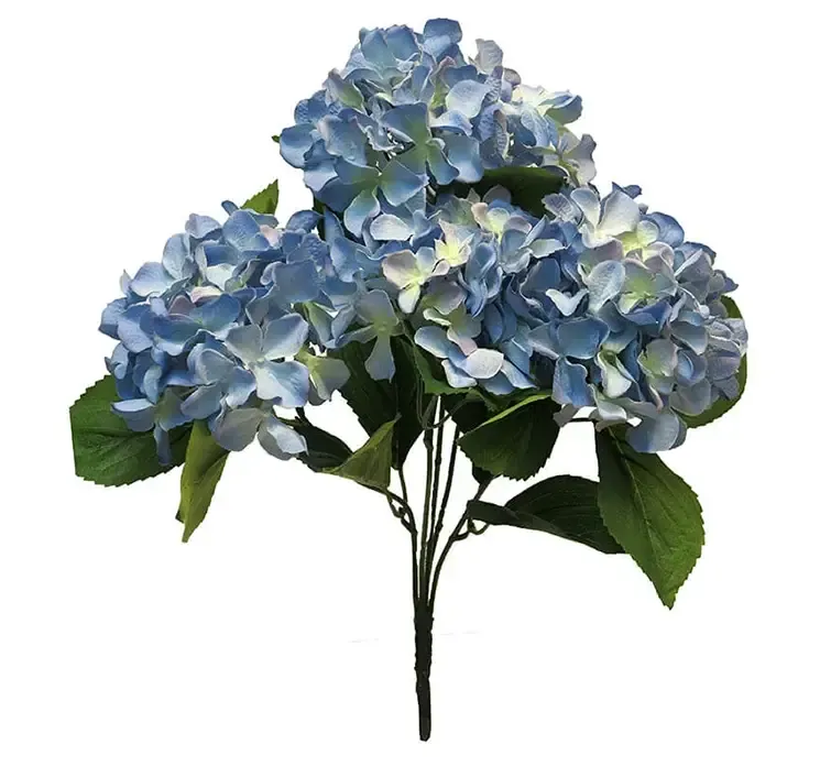 Kunstig hortensia på stilk af plast i blå