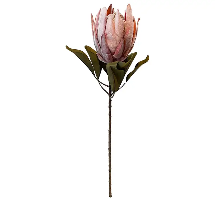 Protea kunstig blomst af plast i fersken farvet