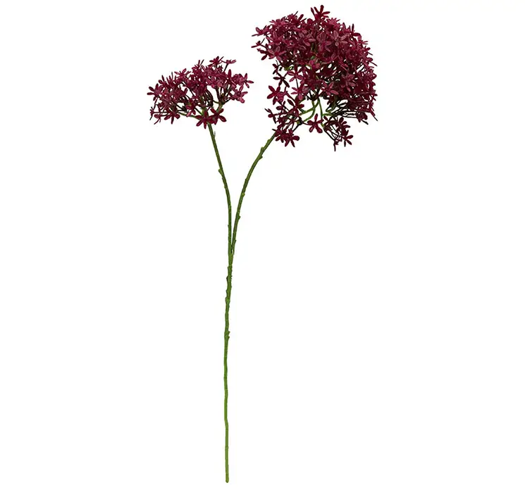 Prydløg kunstig blomst af plast i bourgogne med to stilke