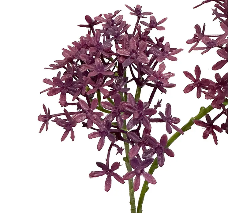 Prydløg kunstig blomst af plast i lilla med to stilke closeup