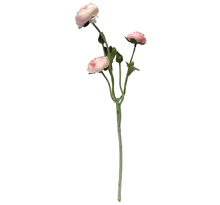 Ranunkel kunstig blomst af plast i creme og lyserød