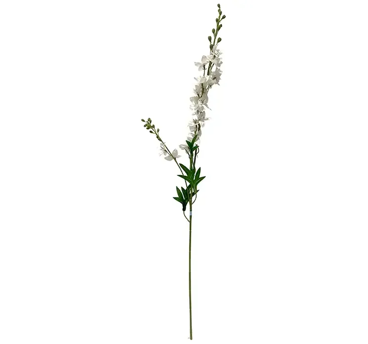 Kunstig ridderspore blomst i hvid af plast