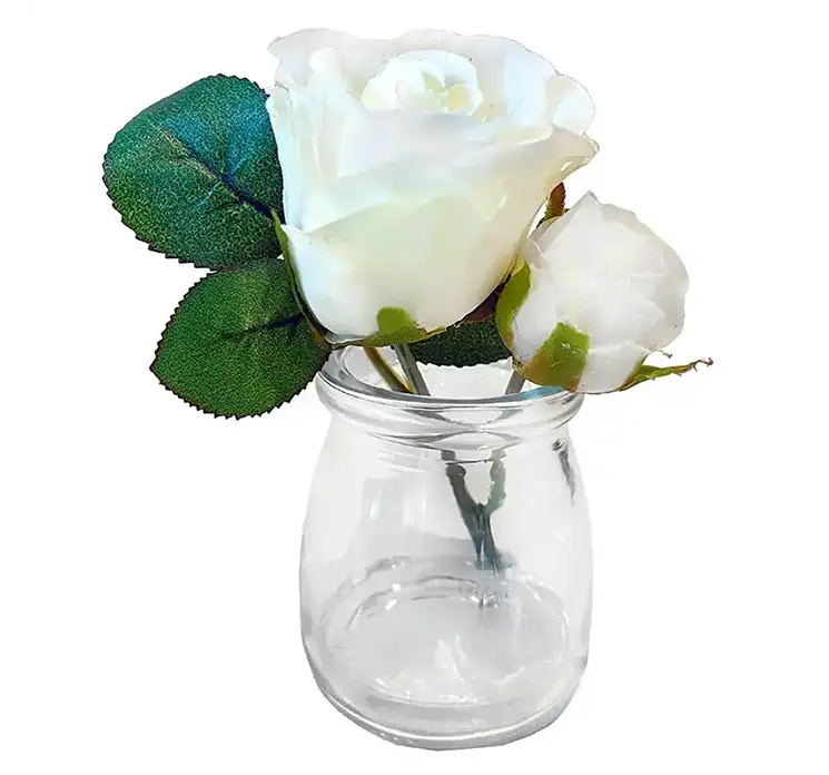 Rose i glas kunstig blomst af kunstsilke i hvid