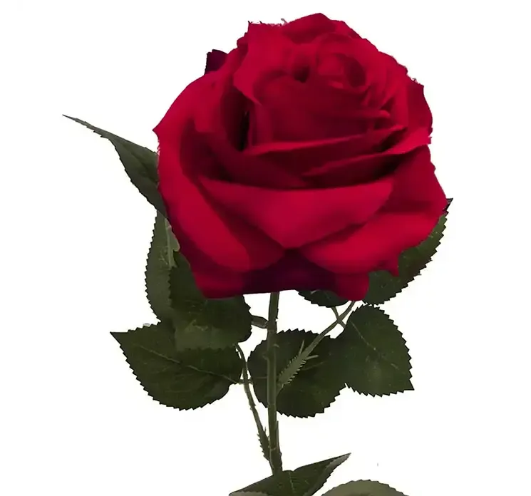 Kunstig rose i rød af plast closeup