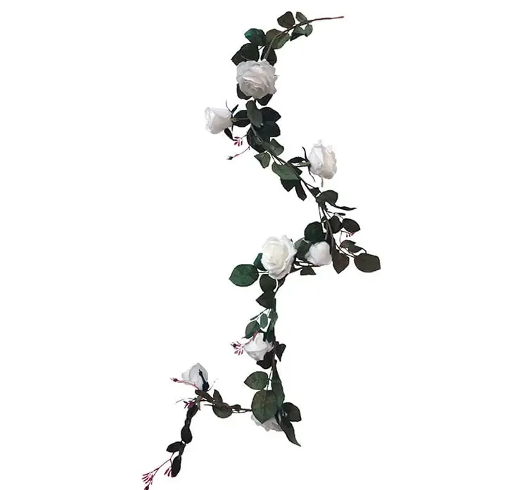 Kunstig rosen ranke med hvide roser af plast