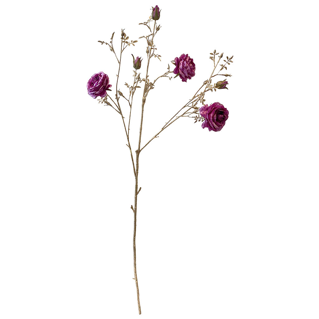 Roser på stilk kunstig blomst af plast i lilla og guld