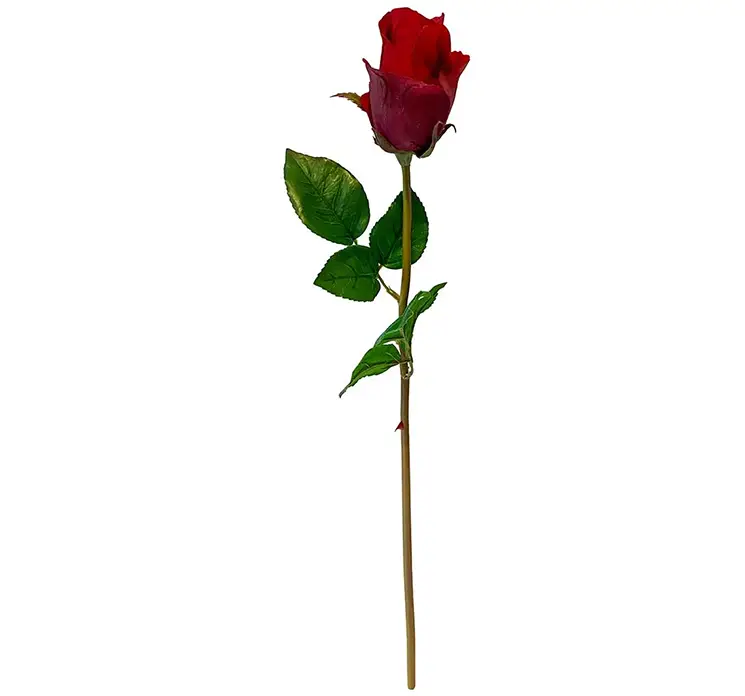 Rose med lang stik kunstig blomst af plast i rød