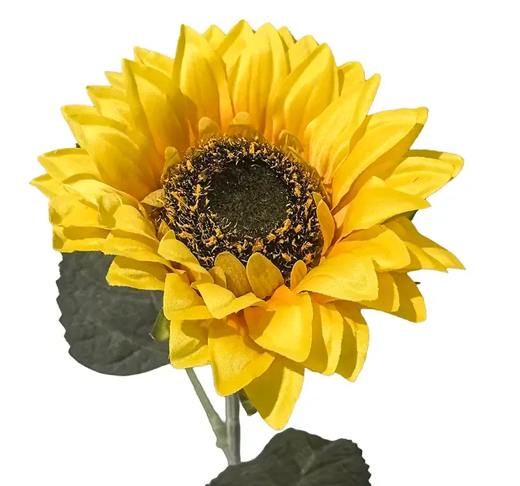 Kunstig solsikke blomst i gul af plast closeup