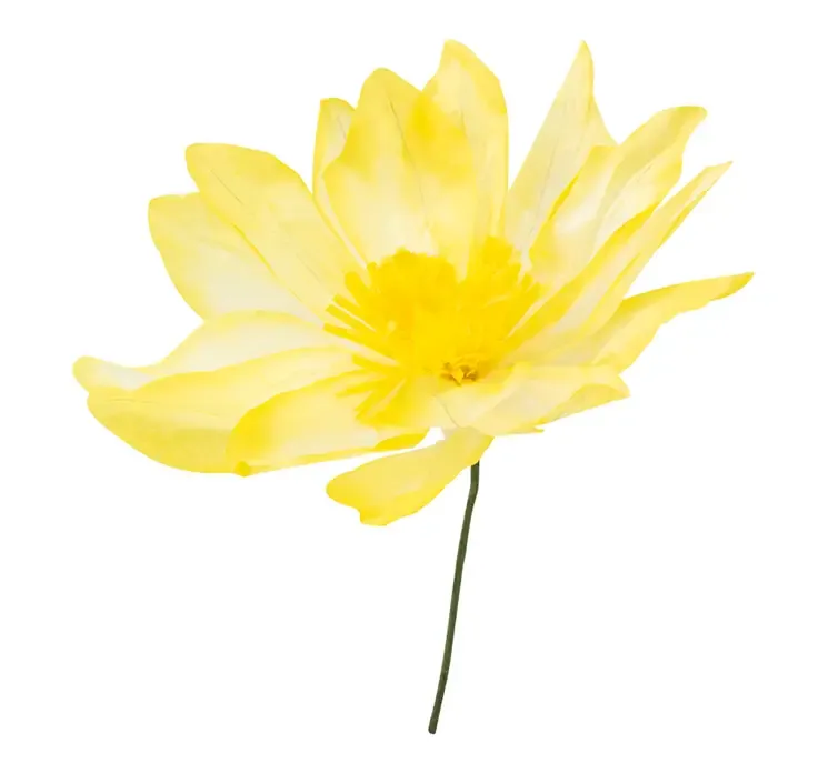 Kunstig blomst på stilk i gul af papir