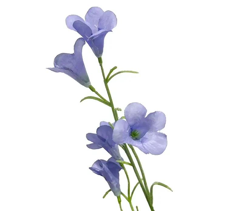 Kunstig stjerneklokke blomstergren, også kaldet campanula af plast i blå, closeup af blomster