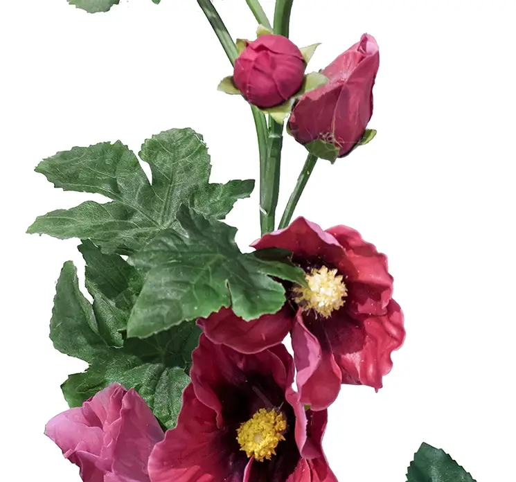 Stokrose kunstig blomst af plast i pink closeup