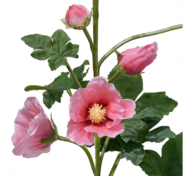 Stokrose kunstig blomst af plast i lyserød closeup