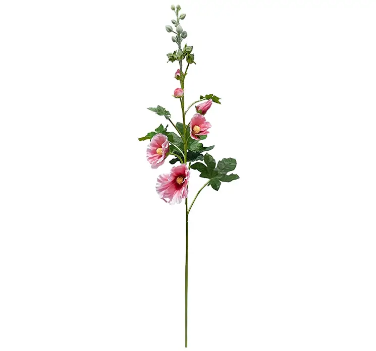 Stokrose kunstig blomst af plast i lyserød