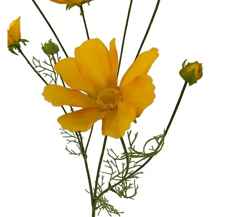 Kunstig stolt kavaler blomst på stilk af plast i gul closeup