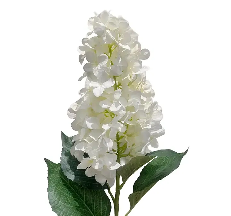 Kunstig syrenhortensia blomst i hvid af plast closeup
