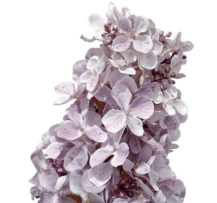 Syrenhortensia kunstig blomst af plast i lavendel farvet closeup