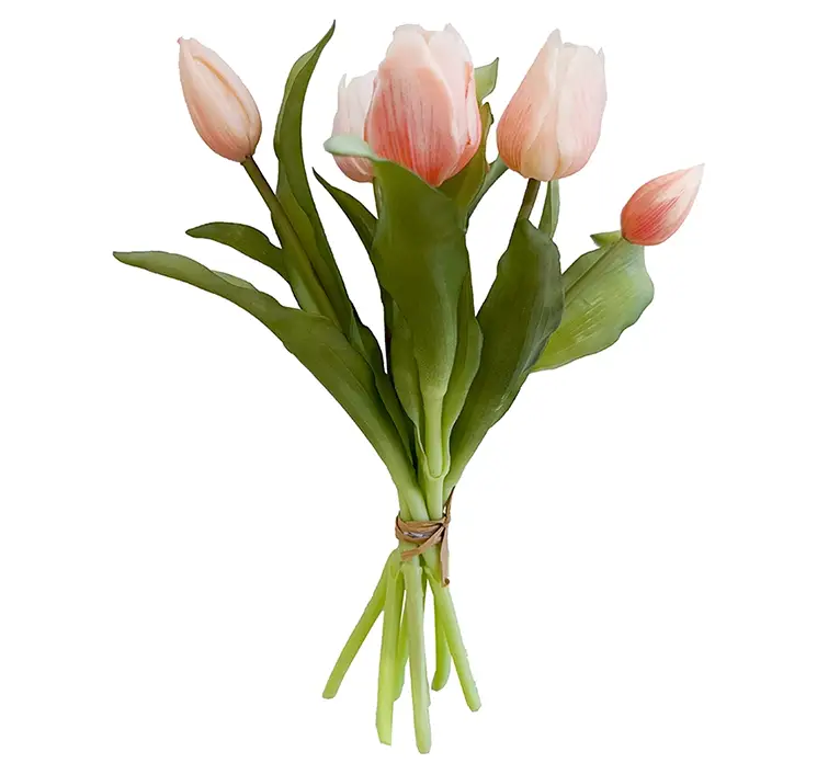 Tulipan buket af gummi i fersken farvet meget naturtro og real touch 31cm