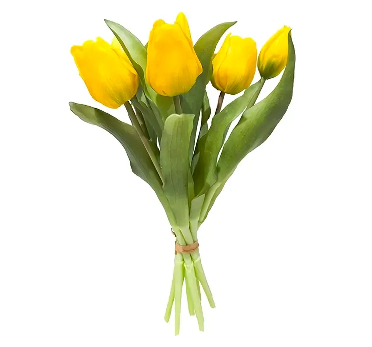 Kunstig tulipan buket i gul af plast og gummi