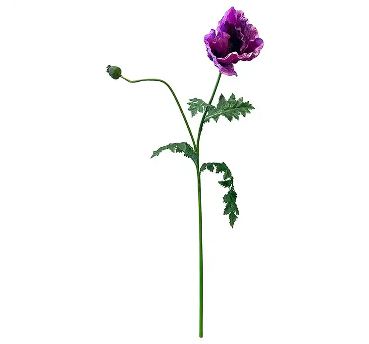 Valmue kunstig blomst i lilla