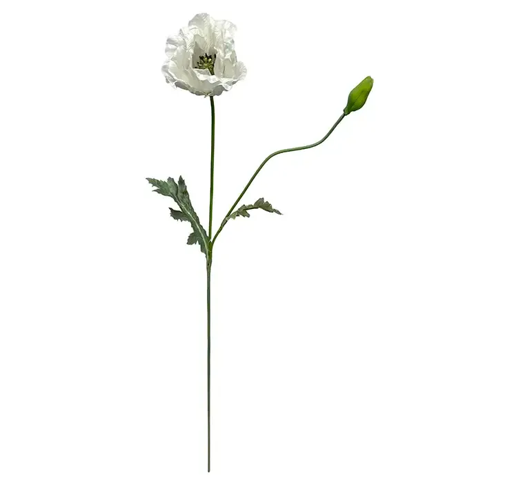 Kunstig valmue blomst og knob af plast i creme