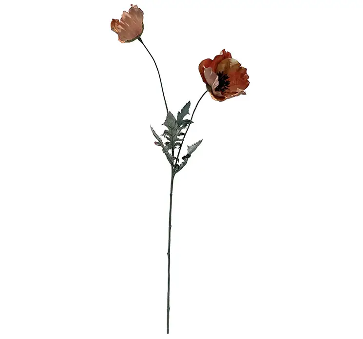 Valmue kunstig blomst i orange af plast