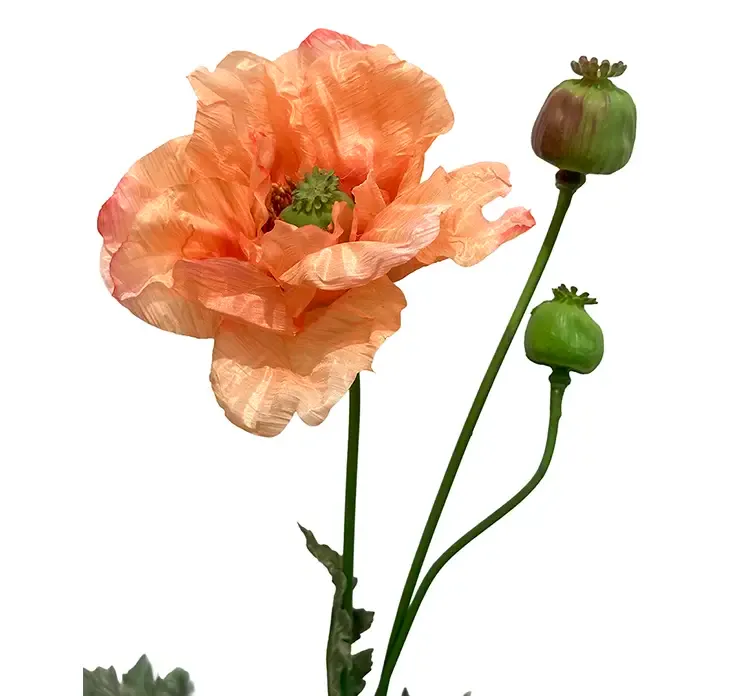 Kunstig valmue blomst i orange af plast closeup