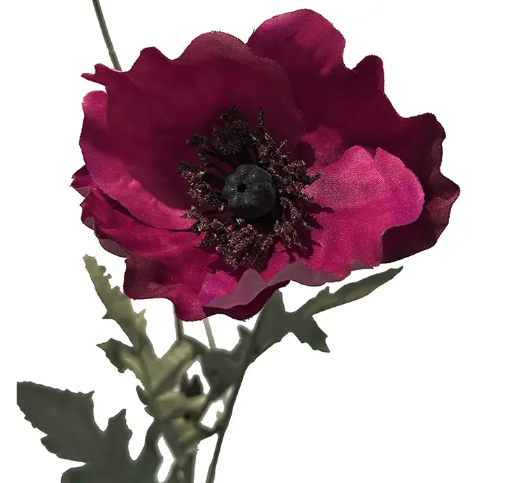 Valmue kunstig blomst i pink af plast closeup